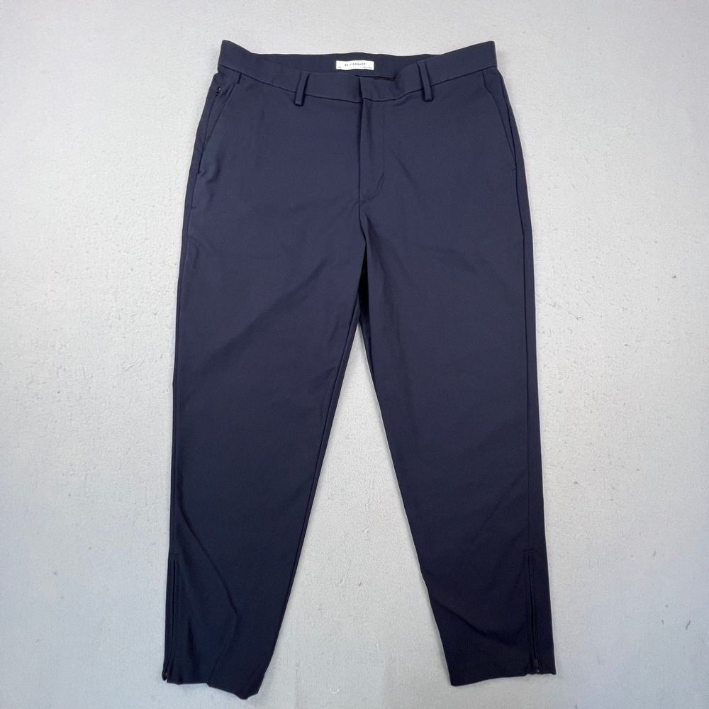 Banana Republic Motion Tech Pants Mens 33R Navy Blue Ankle Zip Performance Taper